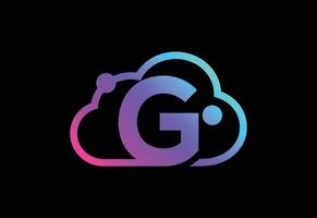 Initial G monogram letter with the cloud. Cloud computing service logo. Cloud technology logo vector