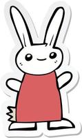 sticker of a cute cartoon rabbit vector