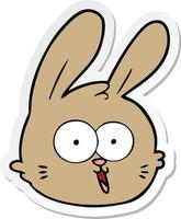 sticker of a cartoon rabbit face vector