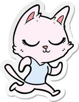 sticker of a calm cartoon cat running vector