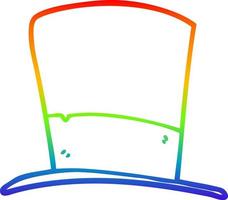 sombrero de copa de dibujos animados de dibujo de línea de degradado de arco iris vector