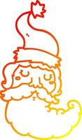 warm gradient line drawing cartoon santa face vector