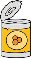 cartoon doodle of a can of peaches vector