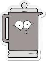 sticker of a cartoon electric kettle vector