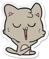 sticker of a cartoon cat singing vector