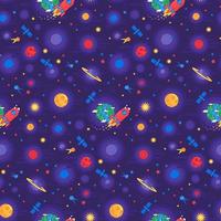 Cosmos space rocket flying seamless pattern vector