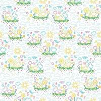 Bird and aromatic flower seamless pattern vector