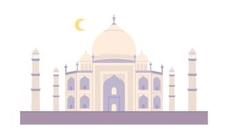 Beautiful Taj Mahal in India. Soft pastel colors of purple and cream. vector