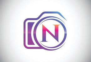 Initial N monogram letter with a camera icon. Logo for photography business, and company identity vector