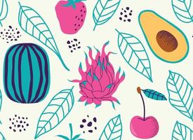 fruit seamless pattern. Cute summer fruit background. vector