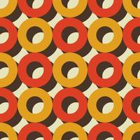 Fondo de patrón sin costuras de forma de donut de círculo colorido dimensional. diseño modernista de época. uso para tela, elementos de decoración de interiores, envoltura. vector