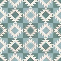 Native aztec geometric shape blue green checkered color seamless pattern background. Use for fabric, textile, interior decoration elements, upholstery, wrapping. vector