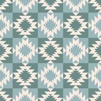 Native aztec geometric shape blue green checkered color seamless pattern background. Use for fabric, textile, interior decoration elements, upholstery, wrapping. vector