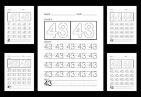 Tracing And Coloring Numbers Worksheets Learn Numbers. vector