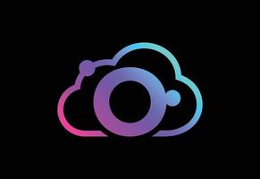 Initial O monogram letter with the cloud. Cloud computing service logo. Cloud technology logo vector