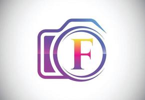 Initial F monogram letter with a camera icon. Logo for photography business, and company identity vector