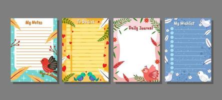 Journal Templates with Birds Concept vector