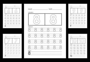 Tracing And Coloring Numbers Worksheets Learn Numbers. vector