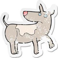 retro distressed sticker of a funny cartoon dog vector
