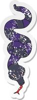 distressed sticker of a quirky hand drawn cartoon snake vector