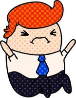 cartoon of an angry kawaii business man vector