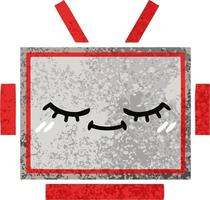 retro illustration style cartoon robot head vector