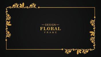 hermoso diseño de marco floral de lujo dorado vintage vector