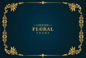 Decorative artistic luxury golden floral frame background illustration vector