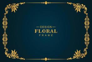 Decorative artistic luxury golden floral frame background illustration vector