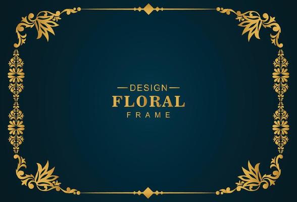 Decorative artistic luxury golden floral frame background illustration