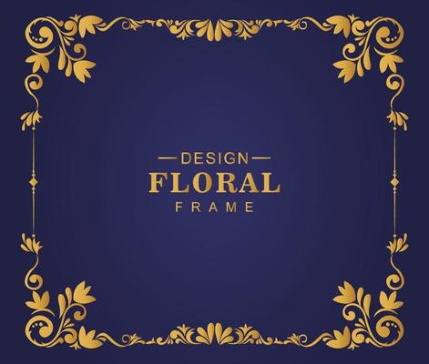 Decorative artistic luxury golden floral frame background illustration