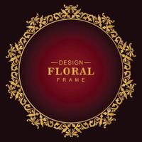 Classic golden luxury floral frame red background vector