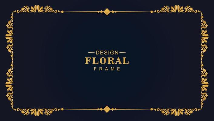 Ornamental golden luxury floral frame background