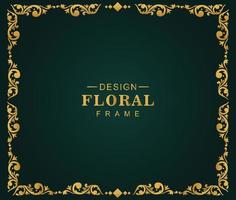 Modern golden luxury decorative floral frame design vector