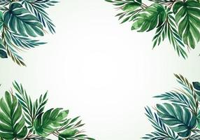 Tropical watercolor leaf bunch nature background vector