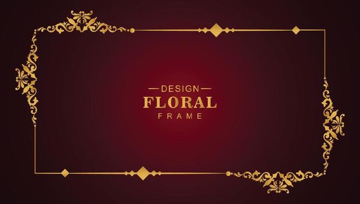 Luxury golden floral frame illustration design
