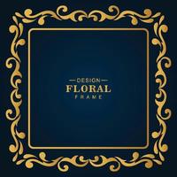 Beautiful decorative golden luxury artistic floral frame design vector