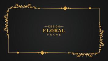 elegante diseño de marco de lujo floral ornamental dorado vector