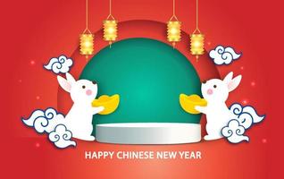 Chinese new year 2023 year of the rabbit banner in paper cut style. vector