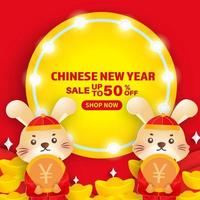 Chinese new year 2023 year of the rabbit banner in paper cut style. vector