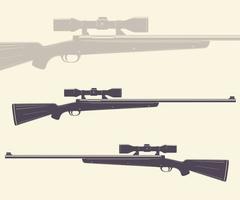 Hunting rifle with optical sight, two sides of old sniper gun vector