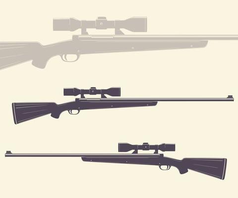 Hunting rifle with optical sight, two sides of old sniper gun