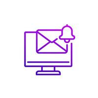 icono de línea de notificación de correo, vector