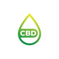 CBD oil drop icon on white vector