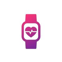 Heart rate in smart watch icon vector