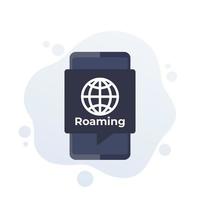 icono de roaming con un teléfono inteligente vector