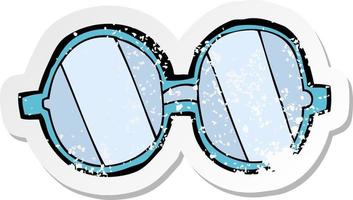 retro distressed sticker of a cartoon glasses vector