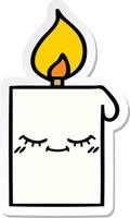 sticker of a cute cartoon lit candle vector