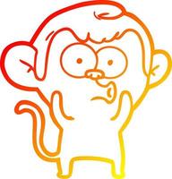 warm gradient line drawing cartoon hooting monkey vector