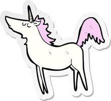 sticker of a cartoon unicorn vector